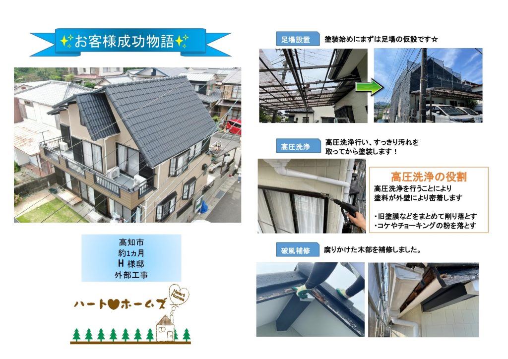 【高知市】塗装工事/高知塗装/屋根塗装/サイディング張替え/照明交換/H様邸